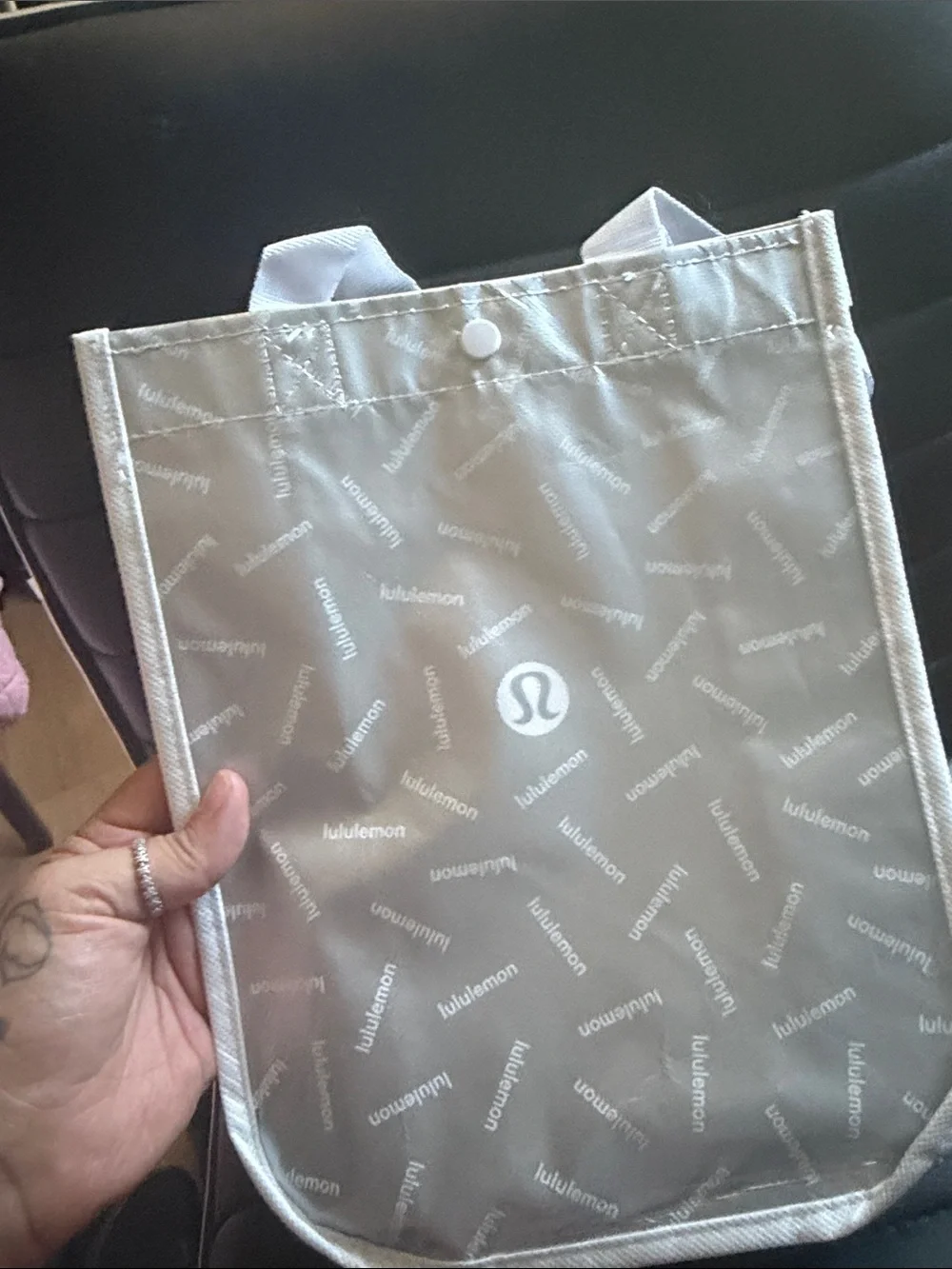 lululemon athletica Black and Silver Reusable Tote/Messenger small Bags
